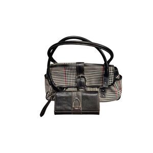 Chaps Leather and Plaid with leather wallet shoulder bag